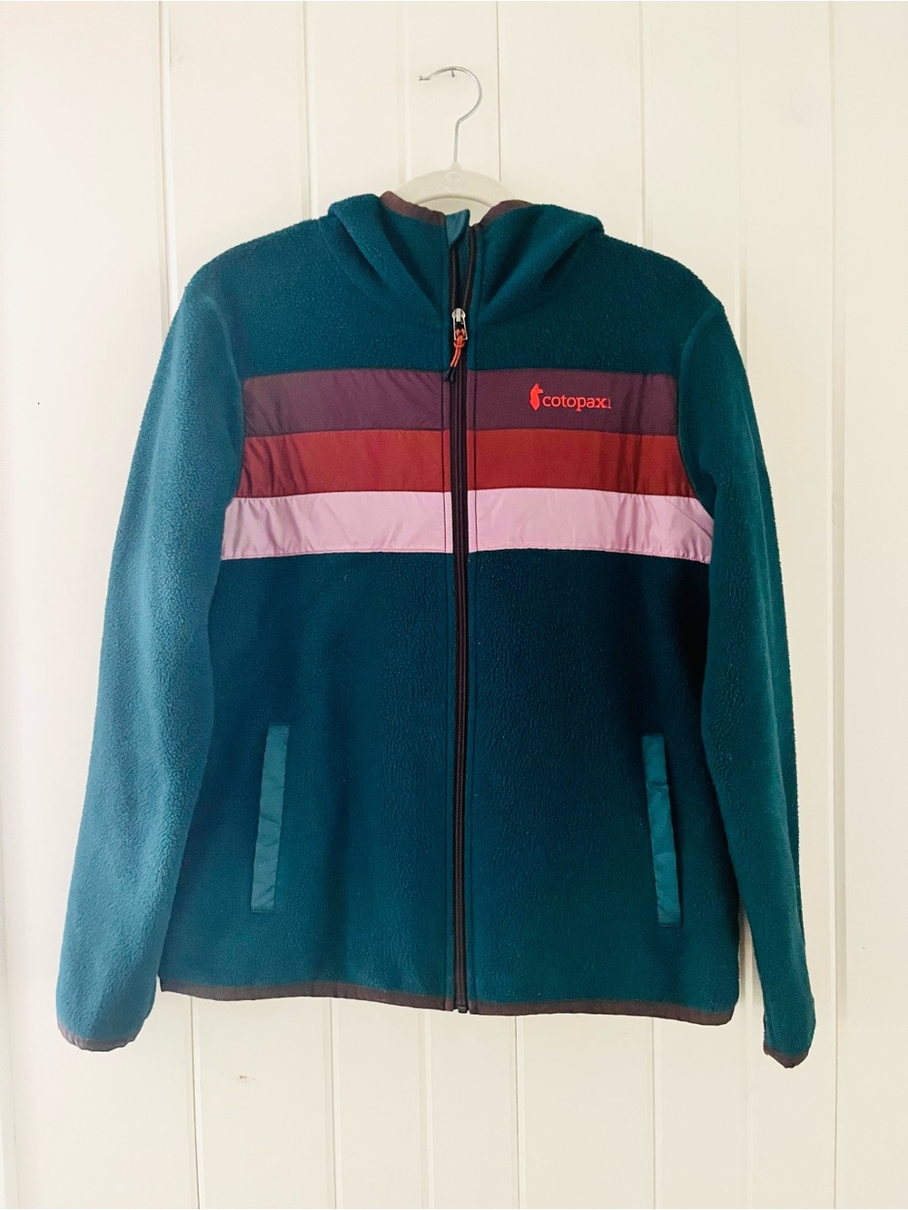 Cotopaxi Teca Teal Fleece Hooded Full-Zip Jacket, Sz L